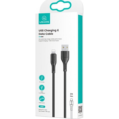 Usams U68 USB to Lightning Cable Μαύρο 1m