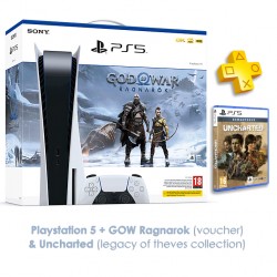 Sony PlayStation 5 + God of War Ragnarok (Voucher) (Official Bundle) & Uncharted Legacy of Thieves Collection