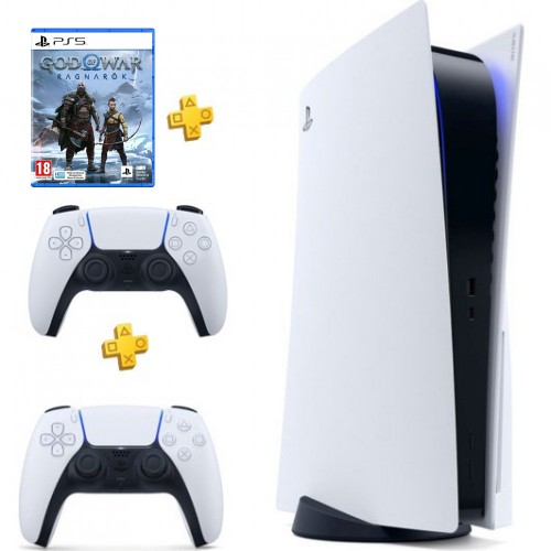 Sony PlayStation 5 + 2nd DualSense Wireless Contoller + God of War