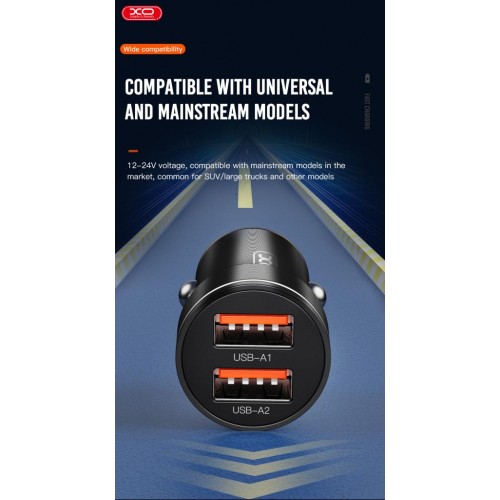 XO CC48 Smart Μεταλλικός Διπλός USB Universal Φορτιστής Αυτοκινήτου