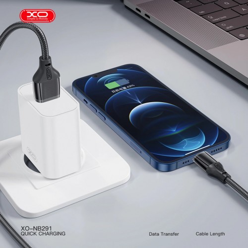 XO NB291 Καλώδιο Φόρτισης & Μεταφοράς Δεδομένων Type-C 6A Μαύρο