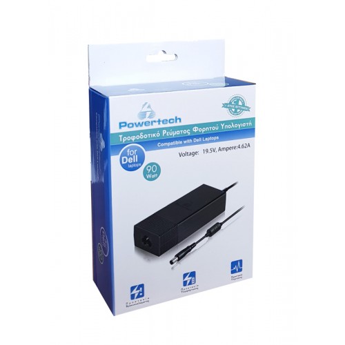 POWERTECH φορτιστής laptop PT-55 για Dell, 90W, 19.5V, μαύρος