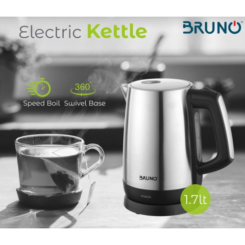 BRUNO ηλεκτρικός βραστήρας BRN-0030, 2200W, 1.7lt, βάση 360°