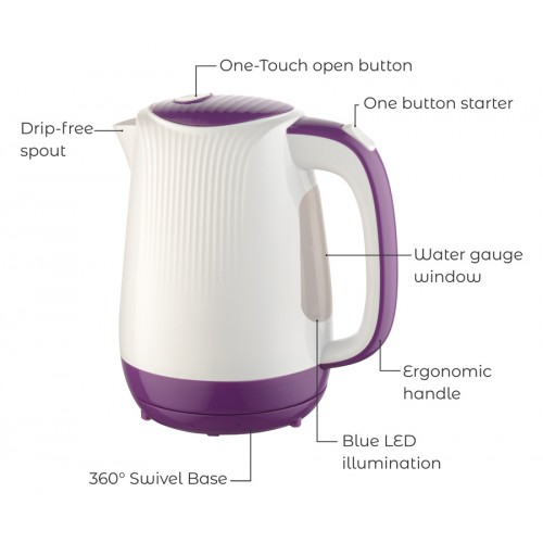 BRUNO ηλεκτρικός βραστήρας BRN-0001, 2200w, 1.7lt, βάση 360°, LED