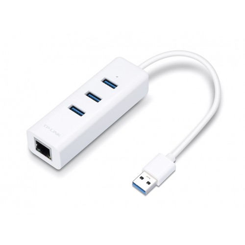 TP-LINK USB Hub UE330 με θύρα δικτύου, 3 θυρών, USB σύνδεση, λευκό