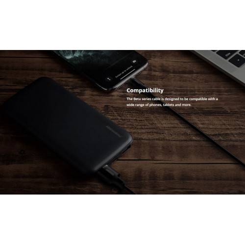 ROCKROSE καλώδιο USB σε USB Type-C Beta AC, 2.4A 12W, 1m, μαύρο