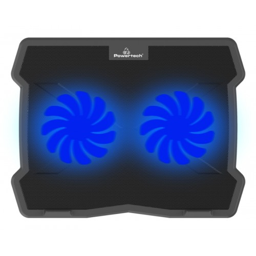 POWERTECH Βάση & ψύξη laptop PT-930, έως 15.6", 2x 125mm fan, LED, μαύρο