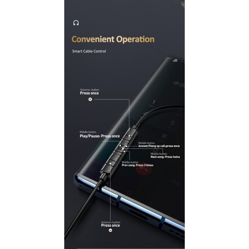 USAMS earphones με μικρόφωνο US-SJ482, USB-C, Φ10mm, 1.2m, πράσινα