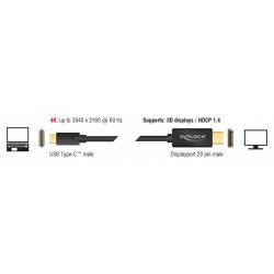 DELOCK καλώδιο USB-C σε DisplayPort 85256, DP Alt Mode, 4K, 2m, μαύρο