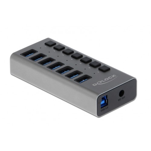 DELOCK USB hub 63669 με διακόπτες, 7x θυρών, 5Gbps, γκρι