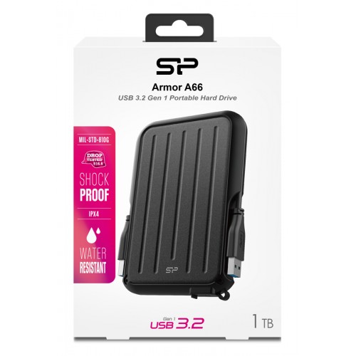 SILICON POWER εξωτερικός HDD Armor A66, 1TB, USB 3.2, μαύρος