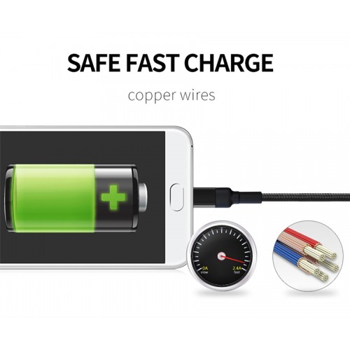 POWERTECH Καλώδιο USB σε Lightning eco round PTR-0082, copper, 1m, μαύρο
