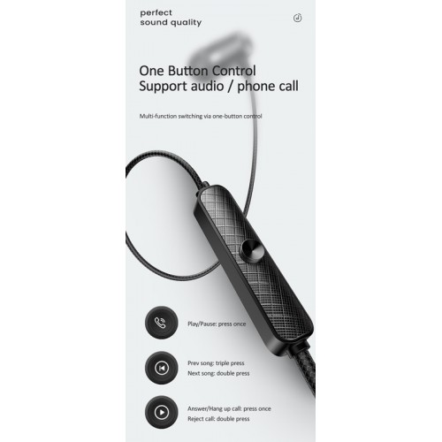 USAMS earphones με μικρόφωνο EP-42, 3.5mm σύνδεση, Φ10mm, 1.2m, μαύρα