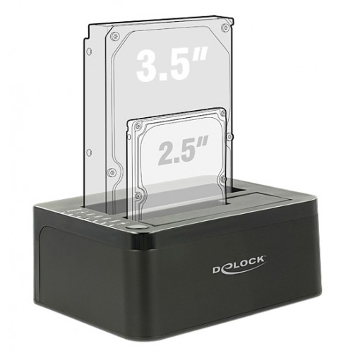 DELOCK docking station για 2.5" ή 3.5" SATA HDD/SSD 62661, 2 θέσεων, 6Gbps, clone function, μαύρο