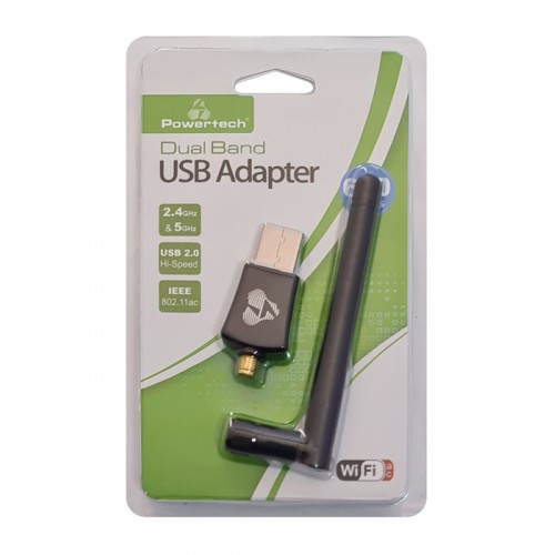POWERTECH ασύρματος USB αντάπτορας δικτύου PT-1042, 600Mbps, 2.4/5GHz
