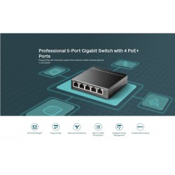 TP-LINK desktop switch TL-SG1005LP, 5-Port Gigabit, 4x PoE+, V4.0