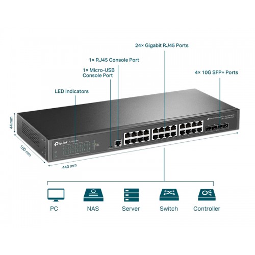 TP-LINK L2+ Managed Switch TL-SG3428X, 24-Port Gigabit, 4x SFP+, Ver.1.4