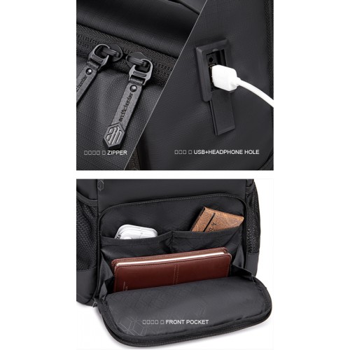 ARCTIC HUNTER τσάντα πλάτης B00532 με θήκη laptop 15.6", USB, 28L, γκρι