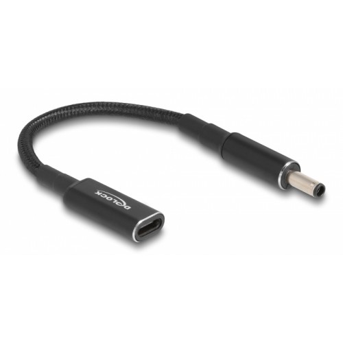 DELOCK αντάπτορας τροφοδοσίας laptop 60036, USB-C σε Dell 4.5x3.0mm, 15cm, μαύρος