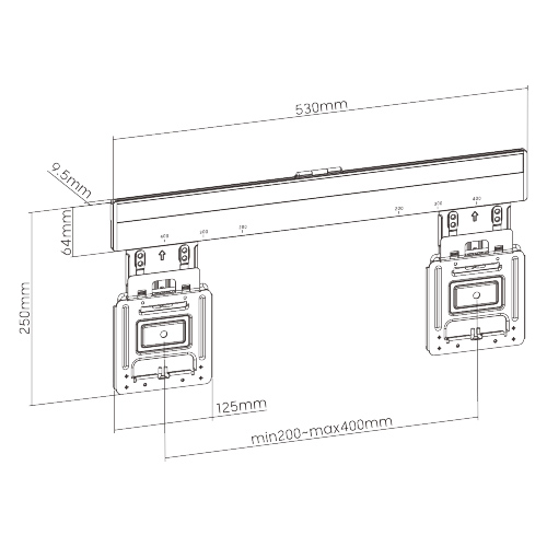 BRATECK επιτοίχια βάση τηλεόρασης LED-1944, 32-65", έως 75kg, ultra slim, fixed
