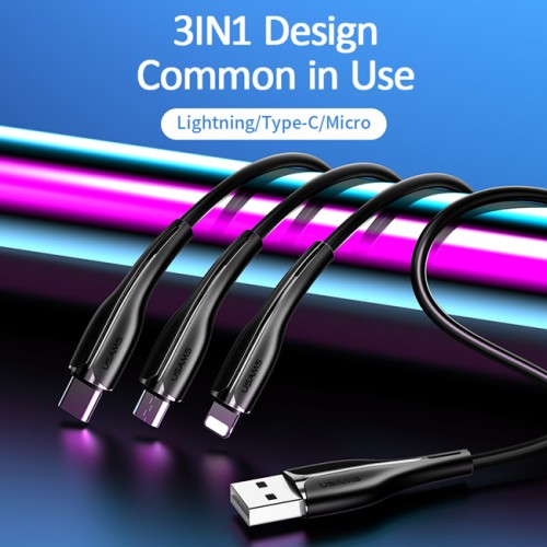 USAMS καλώδιο USB σε USB-C/Lightning/Micro USB US-SJ374, 10W, 1m, μαύρο