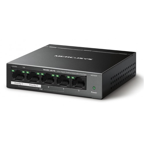 MERCUSYS Desktop Switch MS105GP, 5x 10/100/1000 Mbps, PoE+, V.3.0