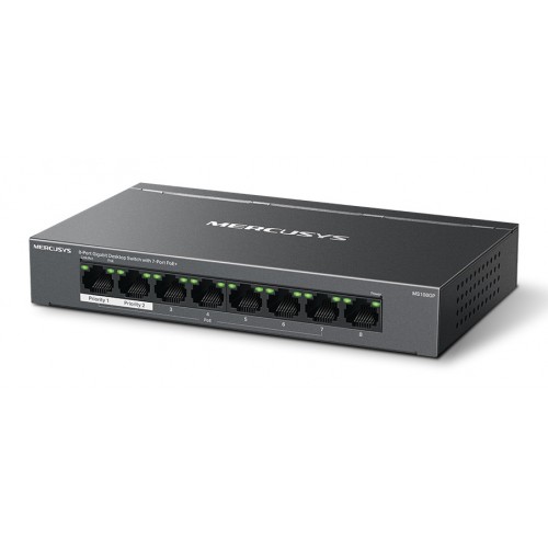 MERCUSYS Desktop Switch MS108GP, 8x 10/100/1000 Mbps, PoE+, V.1.20