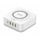LDNIO σταθμός φόρτισης AW004, USB-C/3x USB/wireless, 32W, PD/QC, λευκός