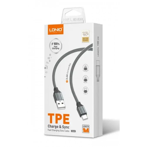 LDNIO καλώδιο Lightning σε USB LS441, 2.4A, 1m, γκρι