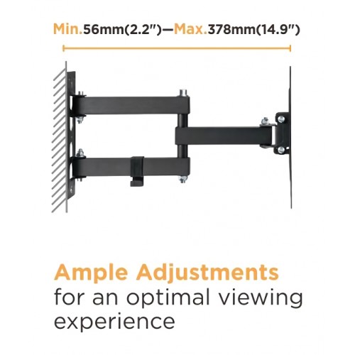 POWERTECH επιτοίχια βάση τηλεόρασης PT-1129, 23-43", έως 30kg, full motion