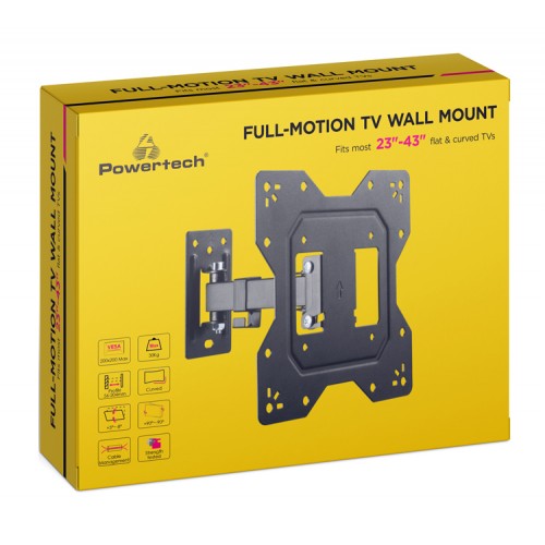 POWERTECH επιτοίχια βάση τηλεόρασης PT-1128, 23-43", έως 30kg, full motion
