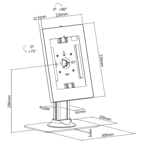 BRATECK επιτραπέζια βάση tablet PAD34-03, αντικλεπτική, 9.7-11", λευκή