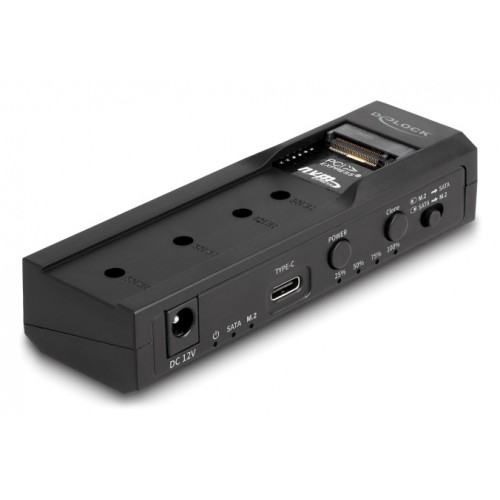 DELOCK docking station για M.2 NVMe/SATA ή 2.5"/3.5" SSD/HDD 64252, 10Gbps, clone function, μαύρο