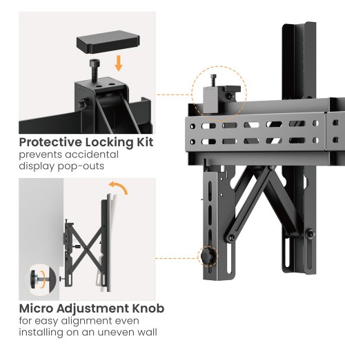BRATECK επιτοίχια βάση τηλεόρασης LVW02E-46T, 37-70", έως 70kg, Pop-Out
