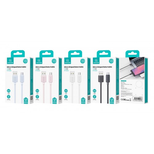 USAMS καλώδιο micro USB σε USB US-SJ690, 2A, 480Mbps, 1m, μαύρο