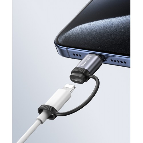 USAMS αντάπτορας USB-C σε Lightning US-SJ677, 30W, 480Mbps, γκρι