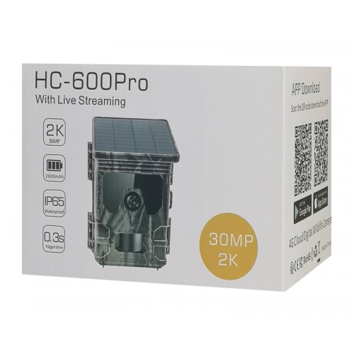 SUNTEK smart ηλιακή κάμερα κυνηγού HC-600PRO, PIR, 4G, 30MP/2K, SD, IP65
