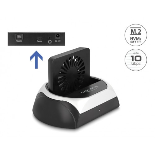 DELOCK docking station για M.2 NVMe/SATA ή 2.5"/3.5" SSD/HDD 64280, 10Gbps, μαύρο