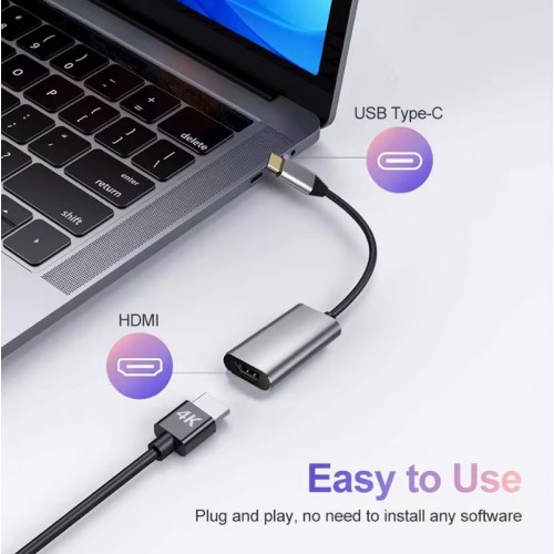 POWERTECH αντάπτορας USB-C σε HDMI CAB-UC086, 4K/60Hz, γκρι
