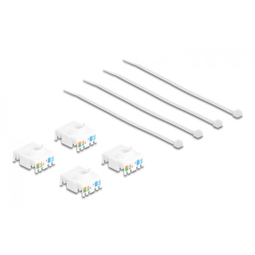DELOCK Keystone module 86051, RJ45 σε LSA, Cat.6A UTP, λευκό, 4τμχ