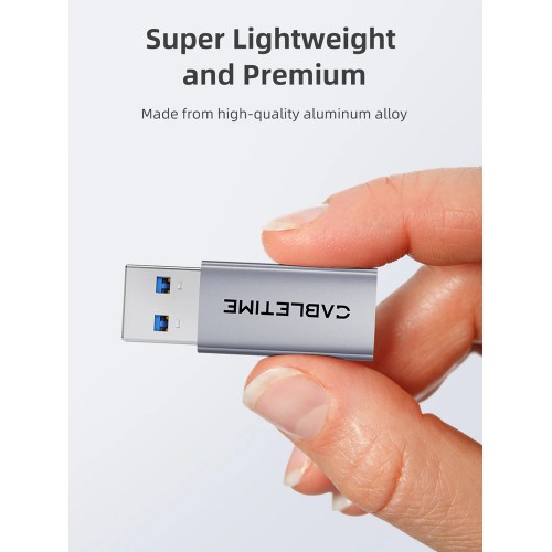 CABLETIME αντάπτορας USB-C σε USB CT-AMCF10-AG, 10Gbps, 3A, γκρι