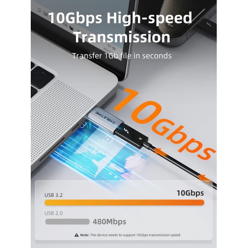 CABLETIME αντάπτορας USB-C σε USB CT-AMCF10-AG, 10Gbps, 3A, γκρι