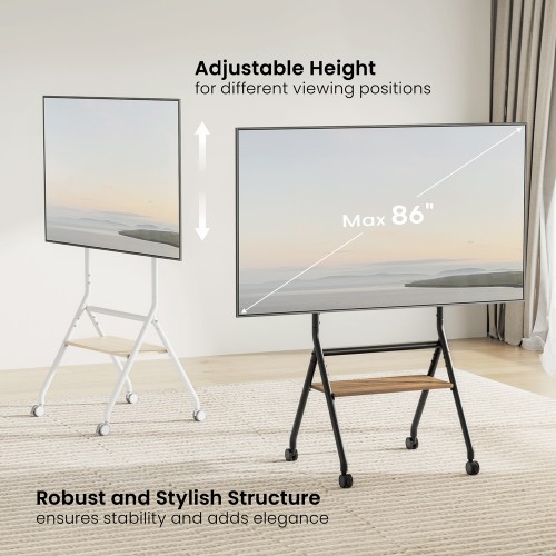 BRATECK βάση τηλεόρασης δαπέδου TTF13E-46FW, 37-86", έως 80kg, με ράφι & ροδάκια