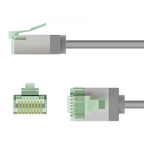 GOOBAY καλώδιο δικτύου 74344, CAT 8.1 U/FTP, ultra slim, copper, 40Gbps, 0.25m, γκρι