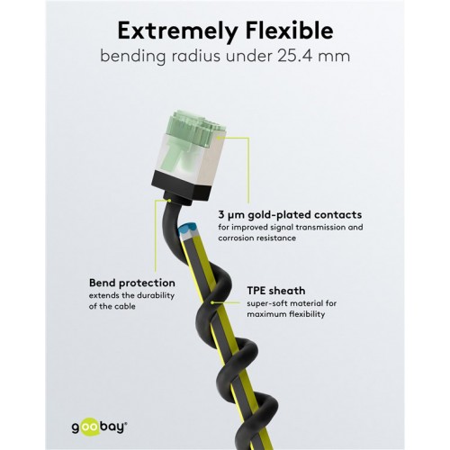 GOOBAY καλώδιο δικτύου 74352, CAT 8.1 U/FTP, ultra slim, copper, 40Gbps, 0.50m, μαύρο