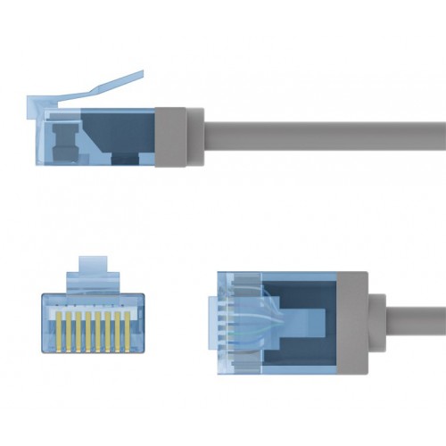 GOOBAY καλώδιο δικτύου 74222, CAT 6A U/UTP, ultra slim, copper, 500MHz, 1m, γκρι