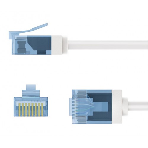 GOOBAY καλώδιο δικτύου 74286, CAT 6A U/UTP, ultra slim, copper, 500MHz, 1m, λευκό