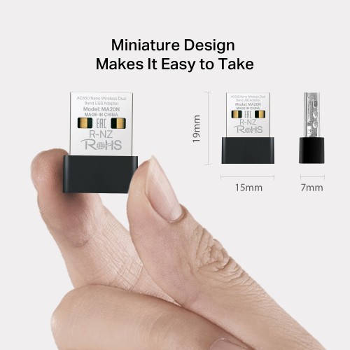 MERCUSYS ασύρματος USB αντάπτορας δικτύου MA20N, 650Mbps AC650, Ver 1.0