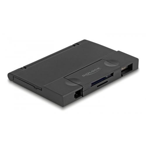 DELOCK card reader 91014 για SD & micro SD, με θήκη, USB/USB-C, 5Gbps, μαύρο