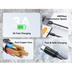 USAMS καλώδιο USB-C σε USB US-SJ732, 3A, 480Mbps, 1m, λευκό